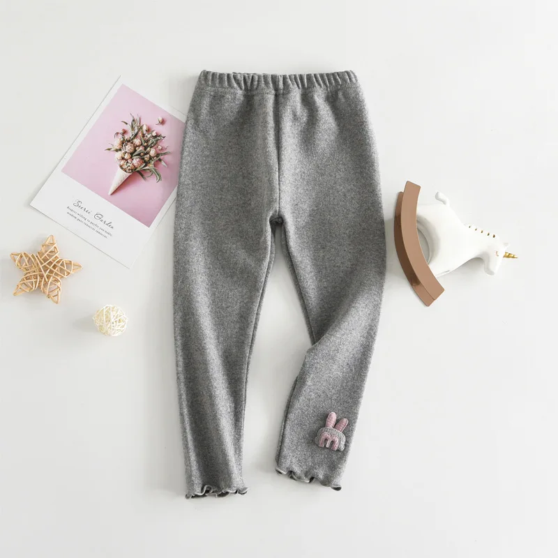 Свободные прямые штаны с кроликом для девочек леггинсы модная детская одежда