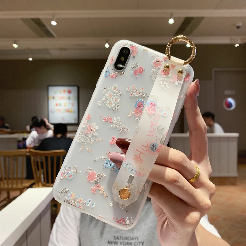 Для samsung A40 чехол ТПУ с цветочным узором ремешок чехол для телефона для samsung A10 A20 A30 A40S A50 A60 A80 A90 A70 M10 M20 M30 держатель крышки