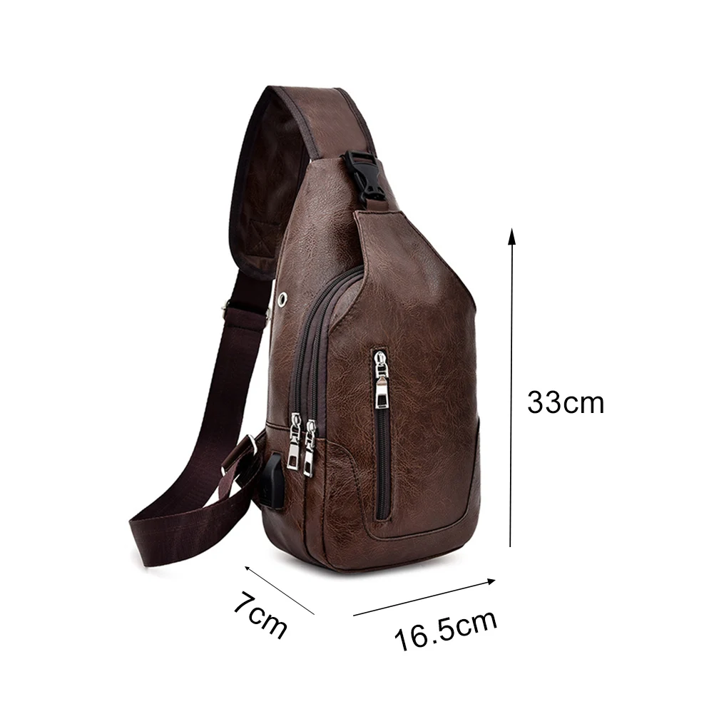 

Cross-Border For Custom PU Shoulder Bags Men'S Charging Bag Men'S USB Chest Bag Diagonal Package Messenger Pouch Chest New 2021