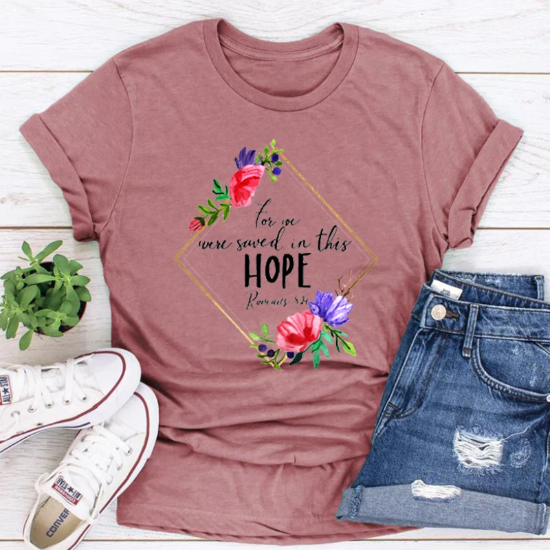 Футболка графическая с надписью Hope Flower женская христианская одежда изображением