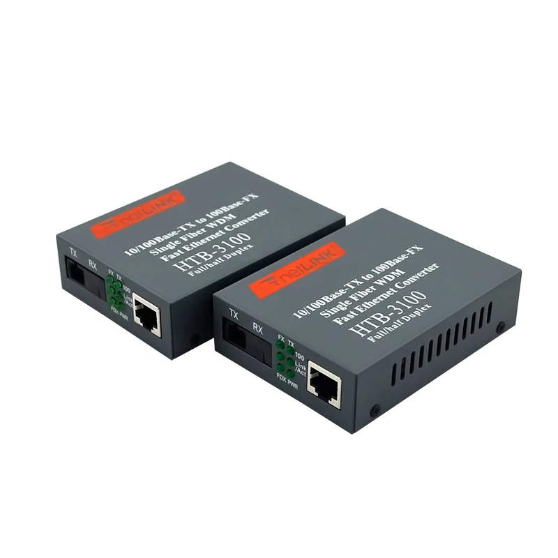 HTB-3100 1 Pair Optical Fiber Media Converter Fiber Transceiver Single Fiber Converter 25km SC 10/100M Single mode Single Fiber