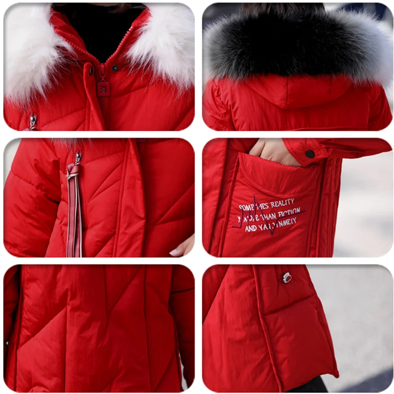 

Plus Size 5XL 2020 New Winter Jacket Women Long Coat Fashion Letter Embroidery Cotton Padded Big Fur Collar Casual Long Parka
