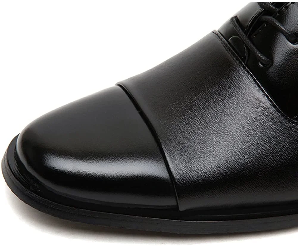 

NXY Men's Pointed Cap Toe Lace-Up Derby Perforated Oxford Dress Shoes Black and Brown