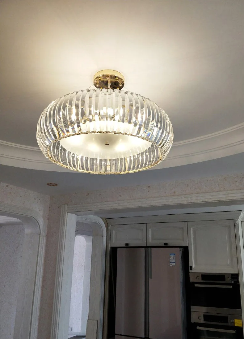 

American Modern Luxury Crystal Chandelier Round Light Model Room Club Villa Living Room Restaurant Metal Chandelier Hotel