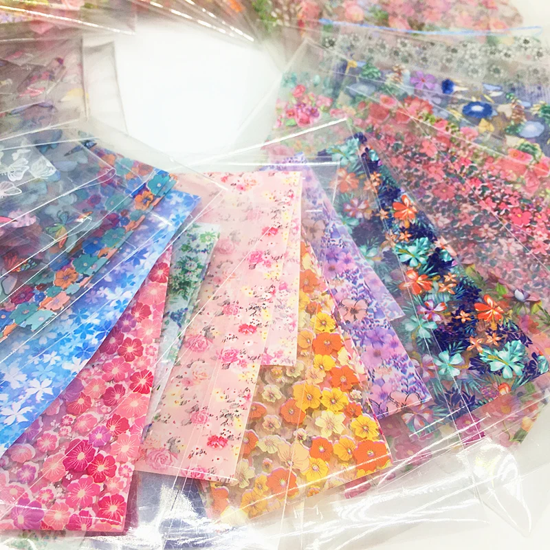 20/30/50 Sheets Flower Nail Foils for Nails Floral Transfer Paper Butterfly Stickers Non-Adhesive Wraps Set Nail Art Decorations images - 6