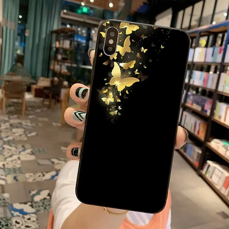 HPCHCJHM Бабочка DIY Окрашенные Bling Телефон чехол для iPhone 11 pro XS MAX 8 7 6 6S Plus X 5S SE 2020 XR |