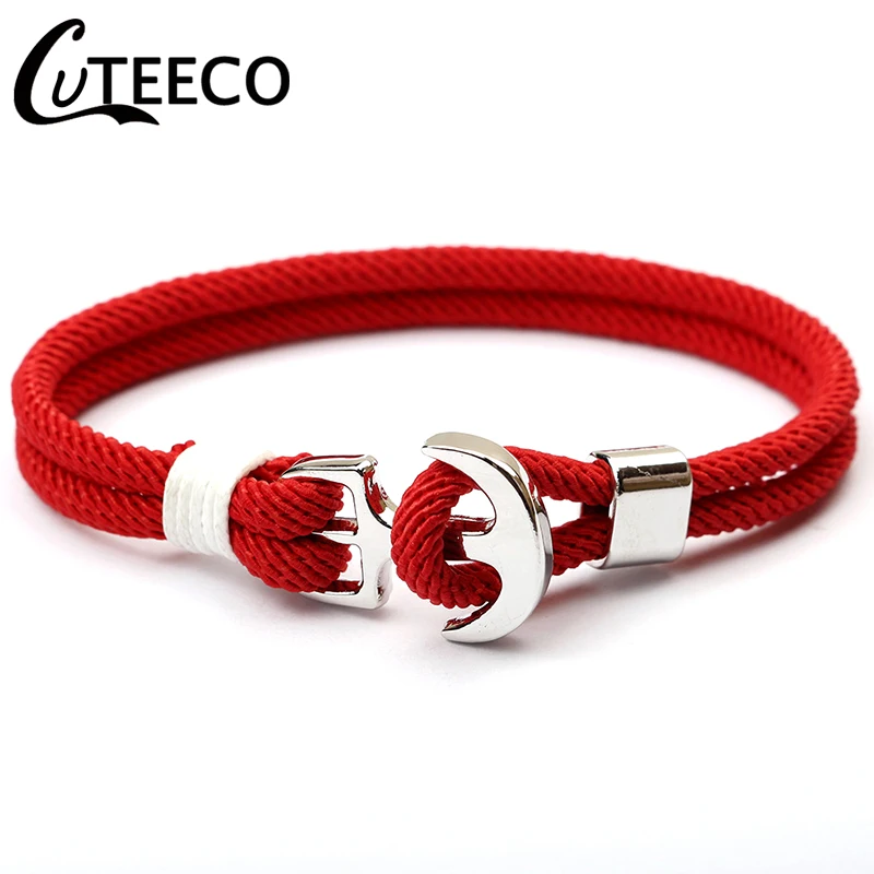 CUTEECO ручной работы браслет с якорем для женщин Шарм девушка Ткачество Веревка
