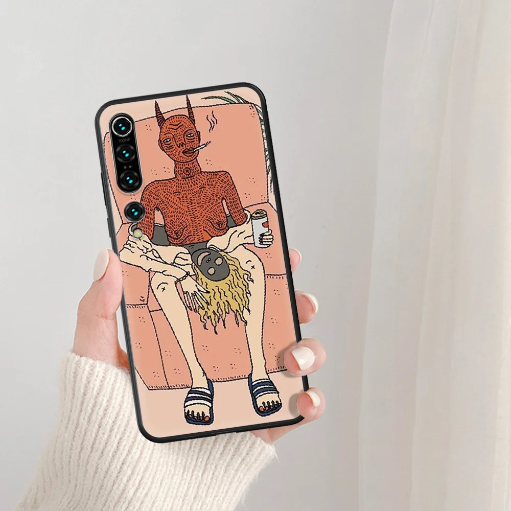

art illustration polly nor Phone Case For Xiaomi Mi Note 10 A3 9 MAX 3 A2 8 9 Lite Pro Ultra black Funda Fashion Coque Soft Etui