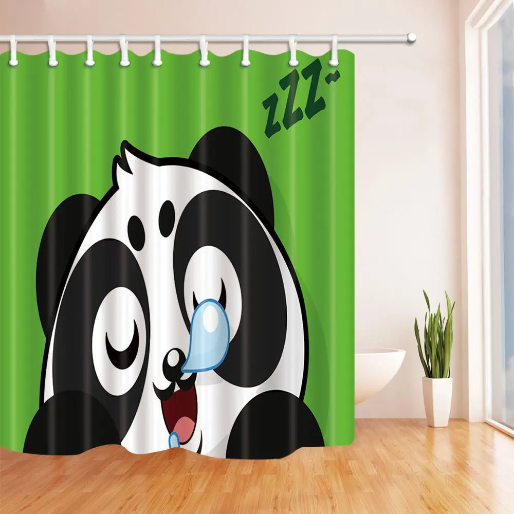 

Cartoon Animal Theme Lovely Panda Sleeping Shower Curtain For Kids Funny Polyester Waterproof Curtains Home Bathroom Decor