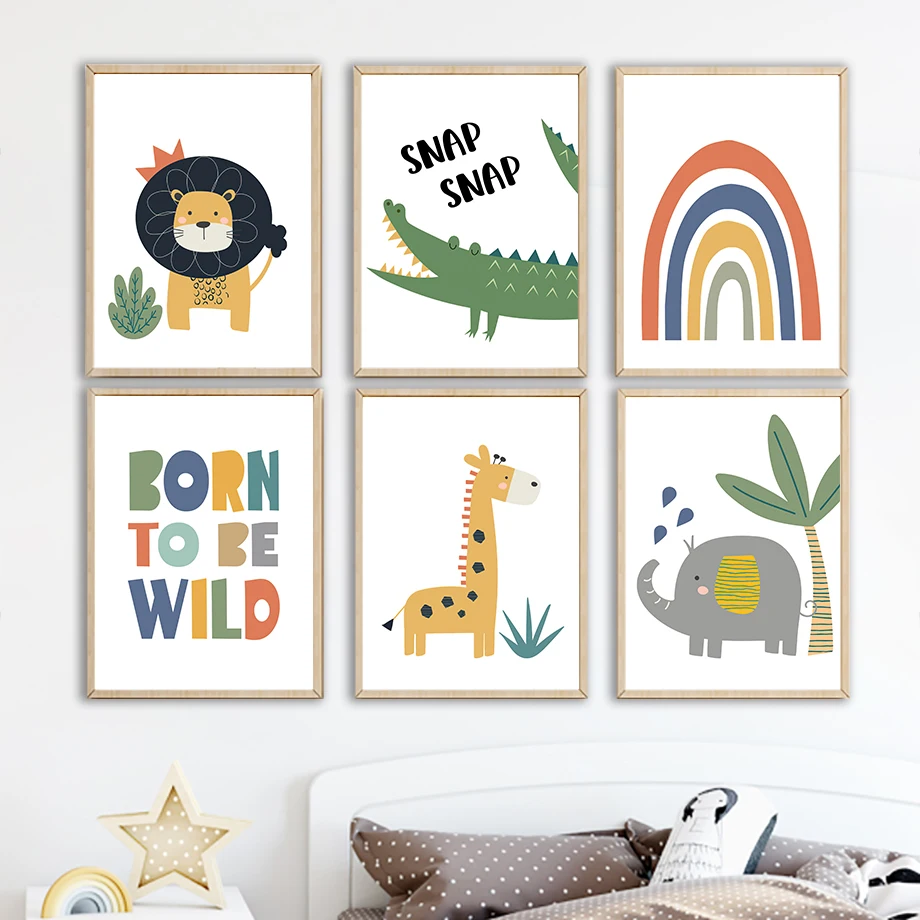 

Cartoon Wall Art Kids Room Decor Painting Nursery Posters and Prints for Home Design Living Room Decoration Frameless