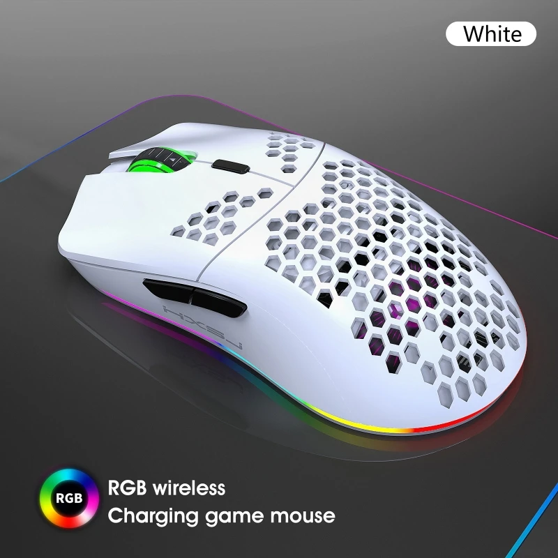 

T66 Honeycomb Lightweight RGB Backlit 2.4GHz Wireless Mouse for Home Office USB Rechargeable Notebook Desktop Mice