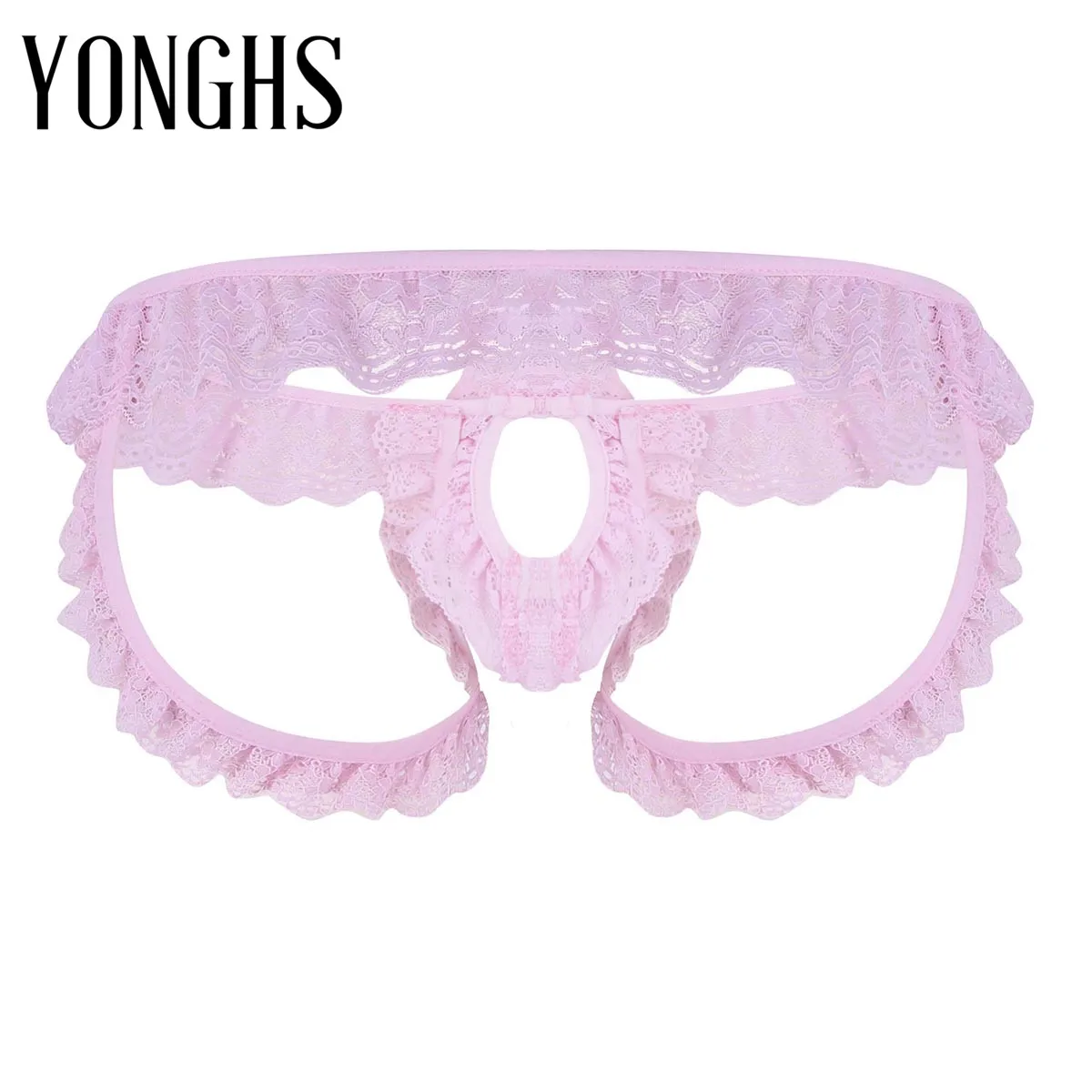 Эротическое мужское нижнее белье трусики с потертостями для секса кружевные без