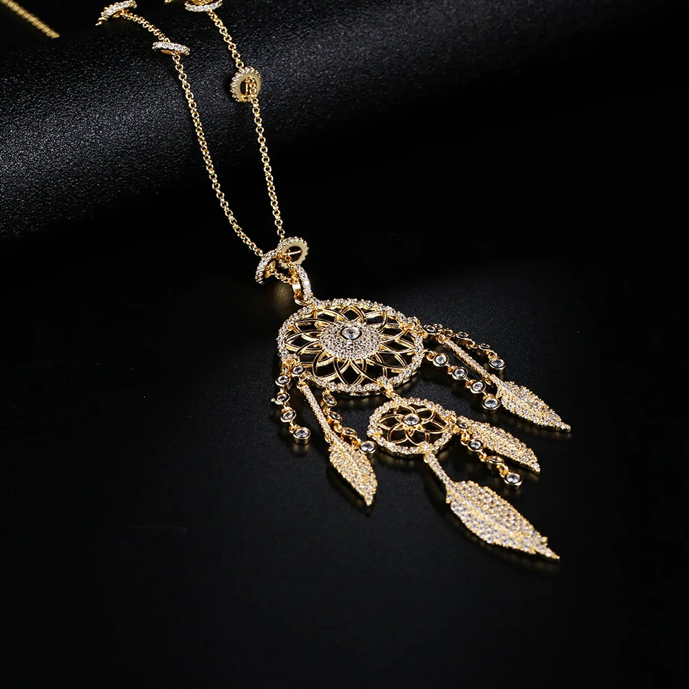 Трендовая цепочка с кулоном Ловец снов ожерелье кулон в виде пера свитер браслет