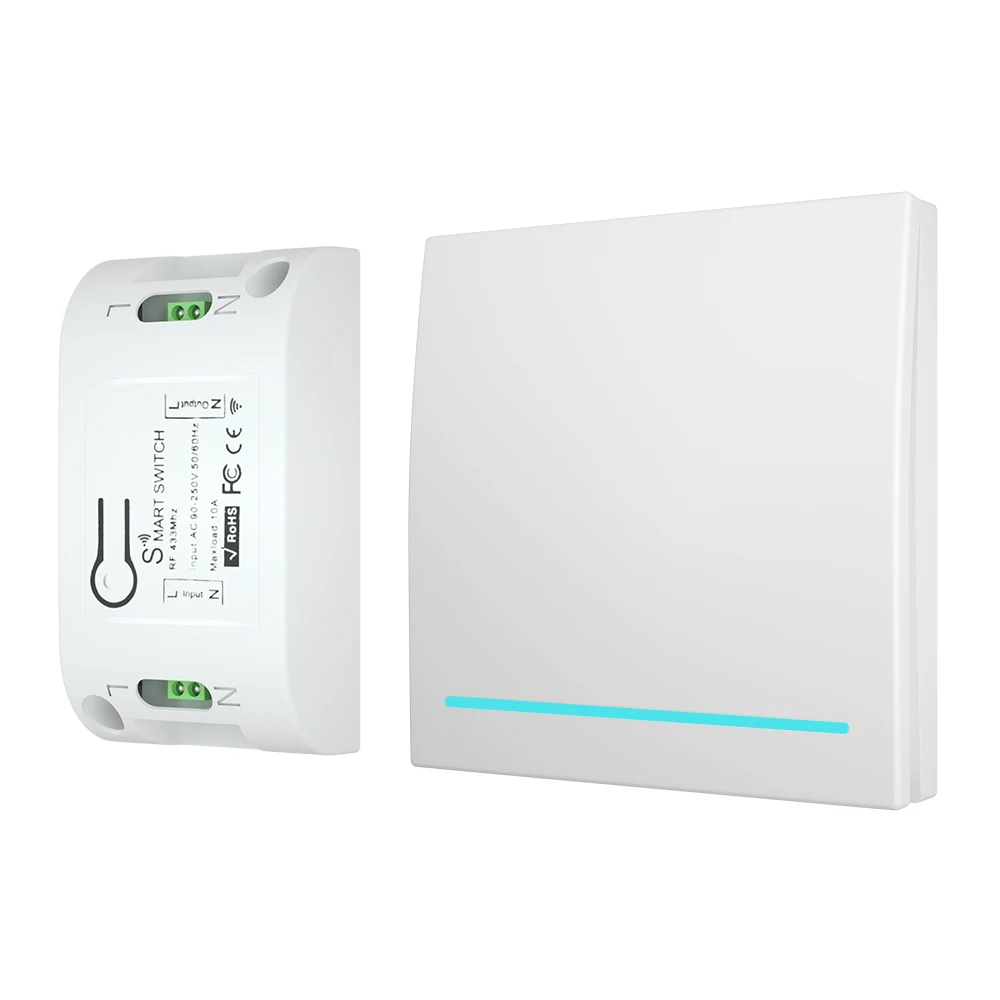 1 gang 1 receiver WH CACAZI стеновая панель для дома беспроводной умный кнопочный переключатель световая Кнопка 433 мгц радиочастотный пульт дистанционного управления приемник переменного тока 90-250 В спальня потолочный светильник - Цвет: 1 gang 1 receiver WH