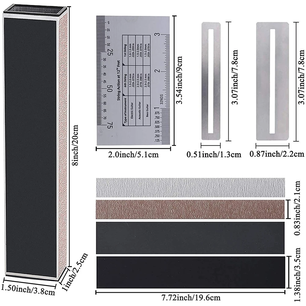

9PCS Guitar Luthier Tools Fingerboard Luthier Tool Set Fret Leveling Beam Replacement Sanding Paper With Storage Bag Guitar Bass