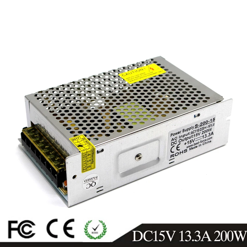 Импульсный источник питания с одним выходом DC12V DC15V DC18V DC24V DC27V 200 Вт светодиодный
