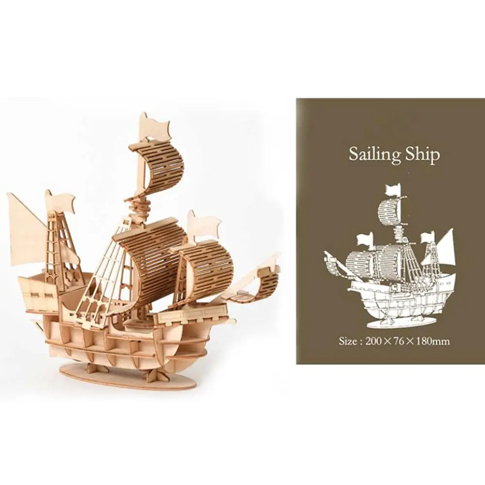 Игрушки сделай сам Парусный корабль 3D деревянная головоломка сборная модель