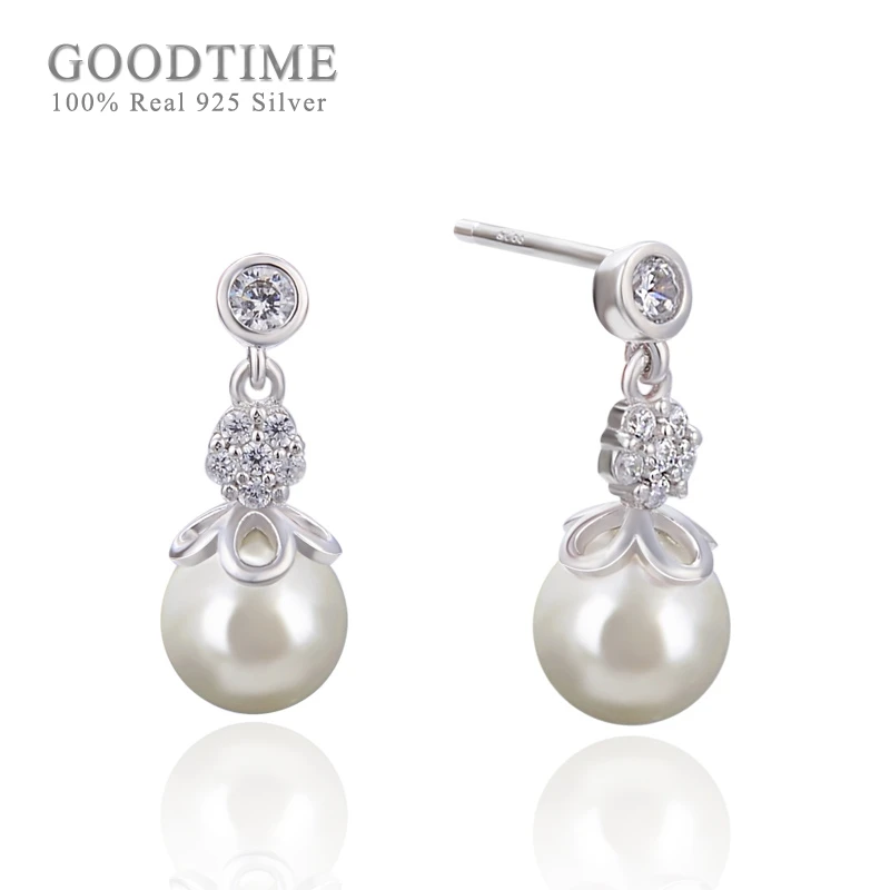 

Женские серьги-гвоздики из серебра 100% пробы с жемчугом