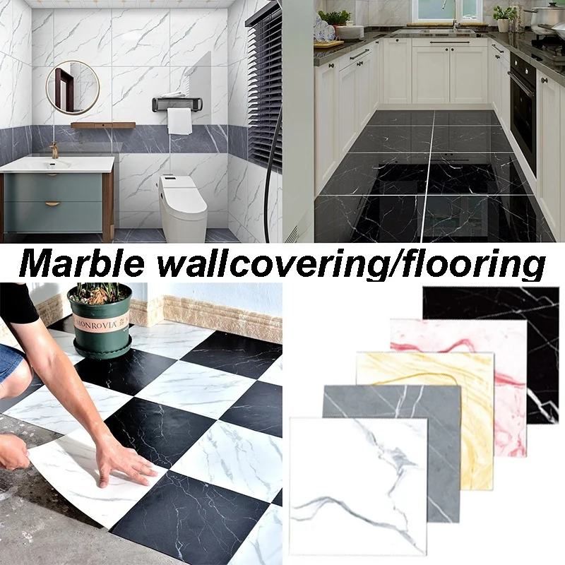 

Waterproof Floor Stickers Self Adhesive Marble Wallpapers Room Decor DIY Wall Sticker Bedroom Bathroom 5pcs