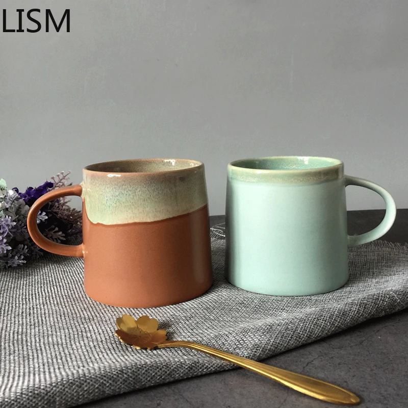

Ceramic Cute Coffee Mug with Handle Spoon Simple Couple Girl Japanese Color Changing Cups Tazas De Cafe Coffee Mugs and Cups