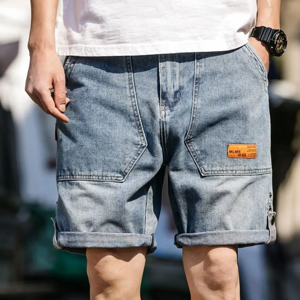 

Medium 5 Pants Denim Shorts Men Summer Loose INS Thin popular logo Men Summer Denim Shorts