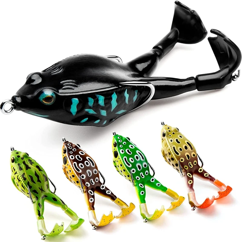 

5PCS Topwater Frog Lure,Bass/Trout Fishing Lures Kit Set,Realistic Prop Frog Soft Swimbait,for Freshwater Saltwater