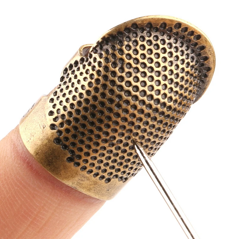 

2 Sizes Brass Sewing Thimble Finger Protector for Embroidery Kit Metal Thimble Home Thimble Ring Handworking Accessories