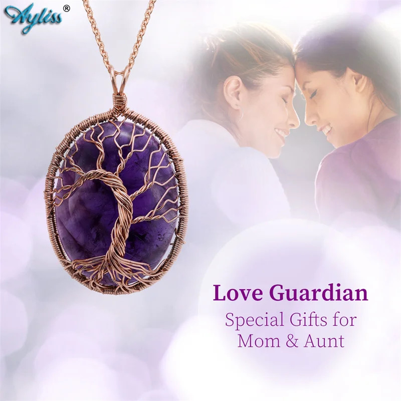 Ayliss подвеска с драгоценным камнем в виде дерева жизни для женщин ручная работа