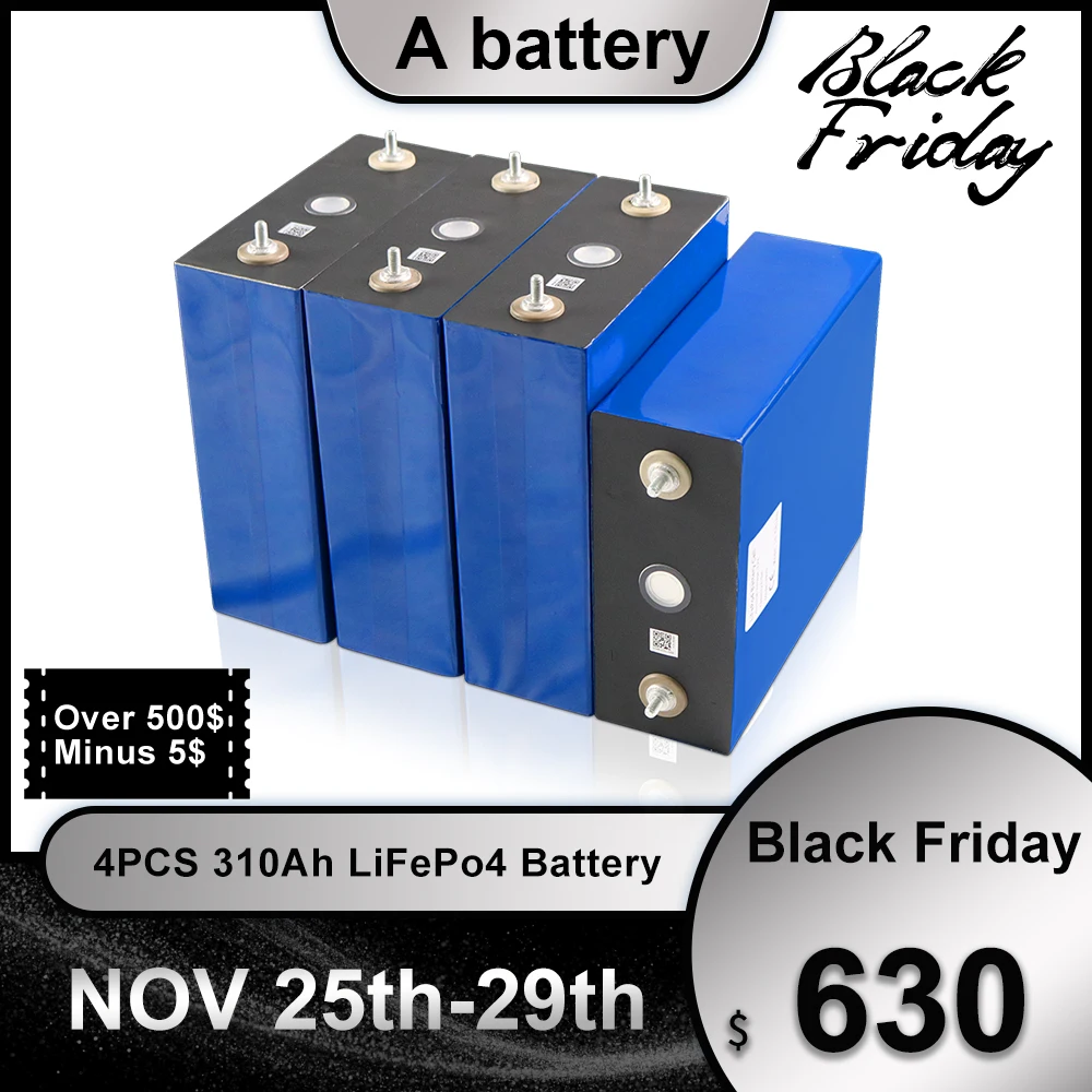 

4PCS 310AH LiFePO4 Brand New Gread A Rechargeable Battery DIY RV Cell And Solar Energy Storage System EU US Tax Free