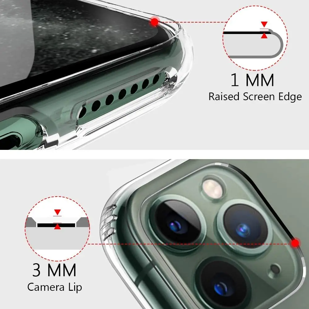 Противоударный Прозрачный чехол для Apple iPhone 11 Pro Max iPhone11 Жесткий ПК Мягкий ТПУ