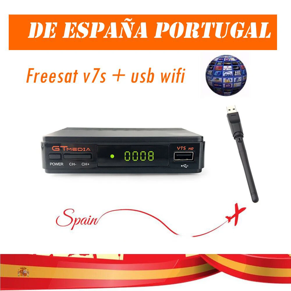 Decodificador спутниковый ТВ приемник Freesat v7s обновление до gtmedia v7s hd с USB Wifi 1 год Европа CCcam Cline Испания v8 nova