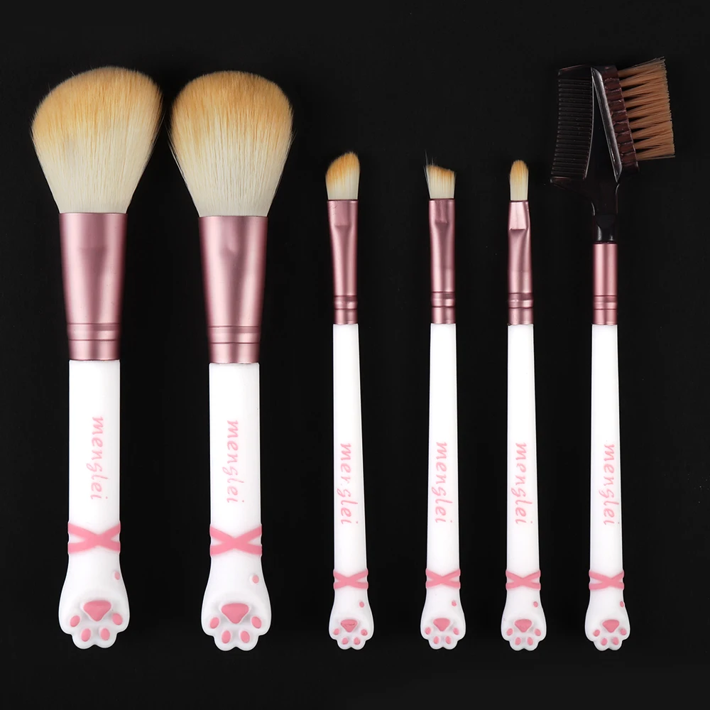 7 Pcs Cat Paw Makeup Brushes Set with Cute Storage Box Foundation Blending Power Rainbow Eyeshadow Maquiagem images - 5