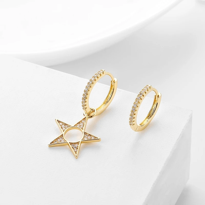 Новые модные серьги кольца SIPENGJEL с полой звездой высококачественные