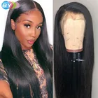 Парик женский из натуральных бразильских волос, прямой передний на сетке, 13x 4, с предварительным выщипыванием, прозрачный, 30 дюймов