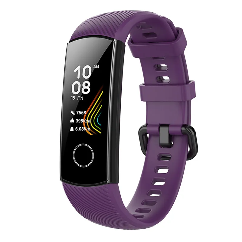 Purple strap Силиконовый ремешок для huawei honor band 5, умный Браслет, ремешок на запястье для honor band 4, резиновый браслет, умные Сменные аксессуары - Цвет: Purple strap