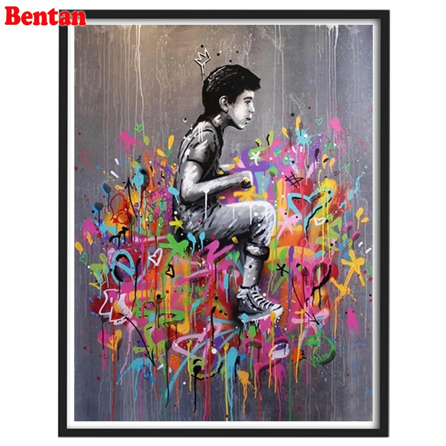 

Banks Graffiti Art 5D Diamond Painting Kits for Adult Cartoon Boy Diy Diamond Mosaic Embroidery Full Drill Cross Stitch Decor