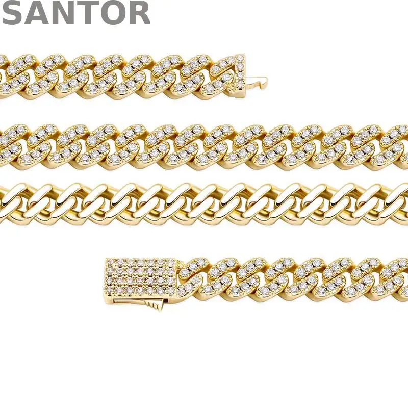 

6mm Hip Hop Bracelet Spring Buckle Cuba Chain Bracelet Men's Fashion Accessories