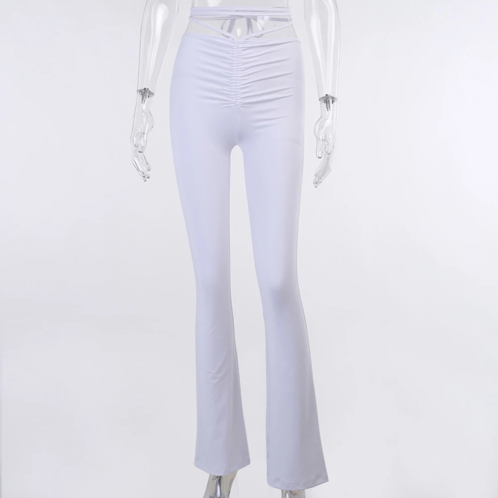 

2Pcs Women Sexy Cross Lacy Up Long Sleeve Crop Top Elastic Skinny Long Pants Tracksuit Set Autumn Casual Streetwear Clubwear