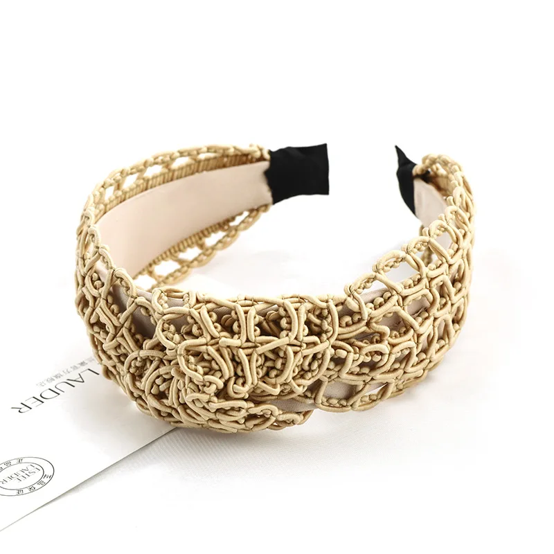 

CN Handmade Weave Hair Bands For Girls Women Solid Classic Wide Side Turban Headband Hair Hoop Princess Hair Accessories