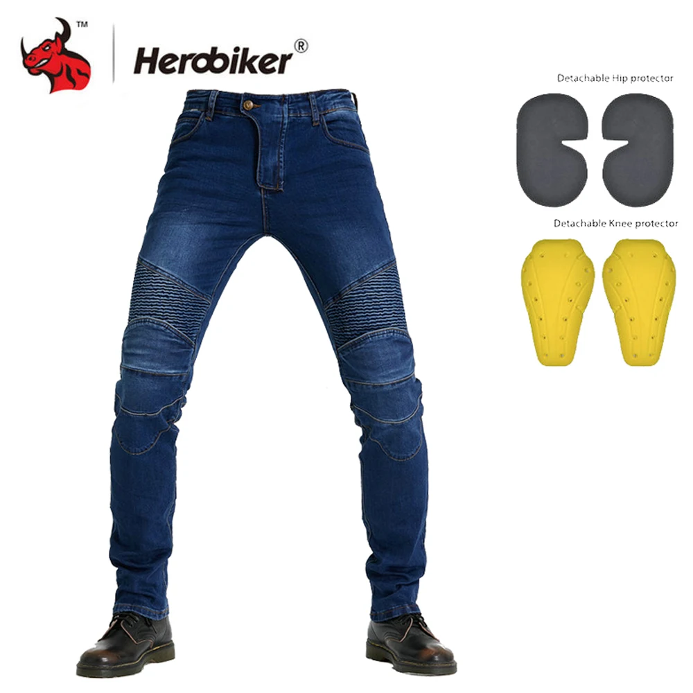 

Мотоциклетные штаны HEROBIKER, гоночные байкерские брюки, джинсы для езды на мотоцикле, брюки, мотоциклетное снаряжение