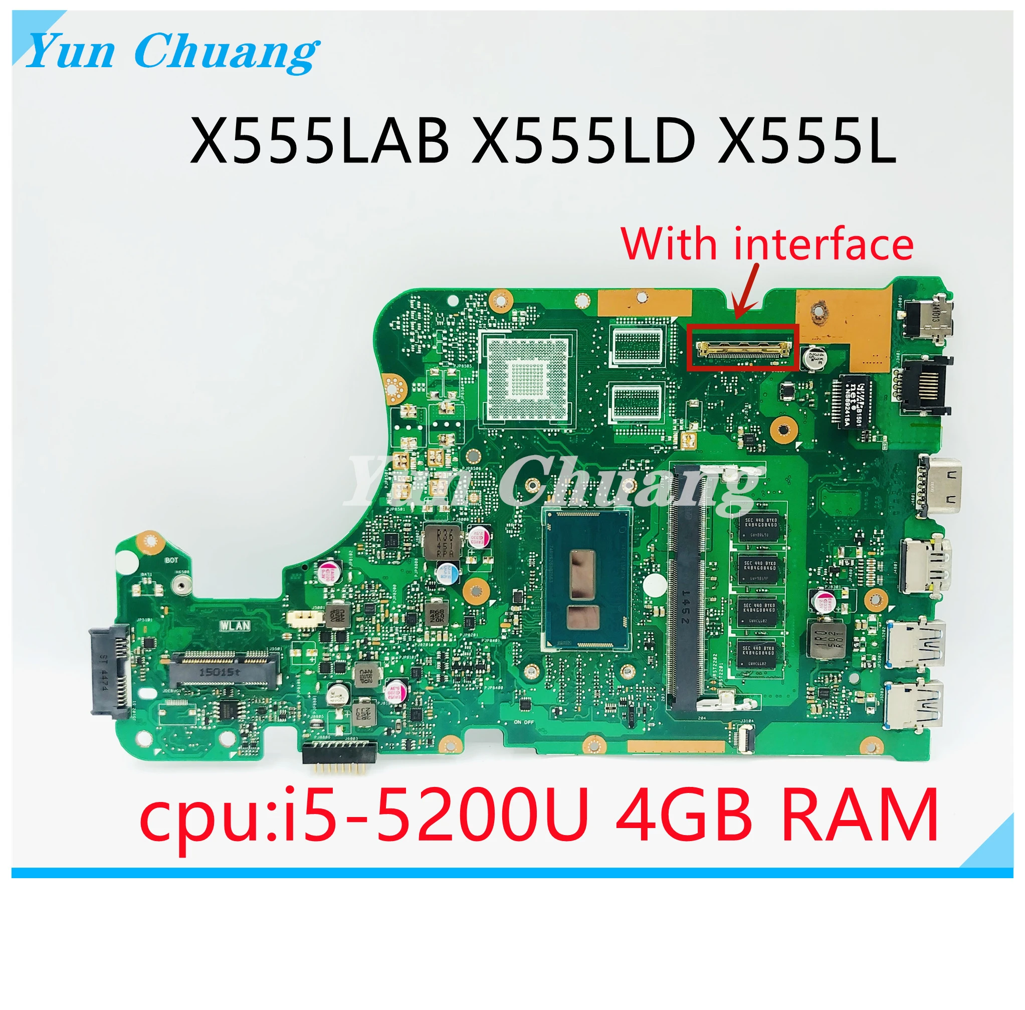 X555LD REV 3.3 X555LAB Motherboard For Asus X555LJ X555LB X555LA X555L Laptop Mainboard Test Ok I5-5200U 4GB-RAM GM |