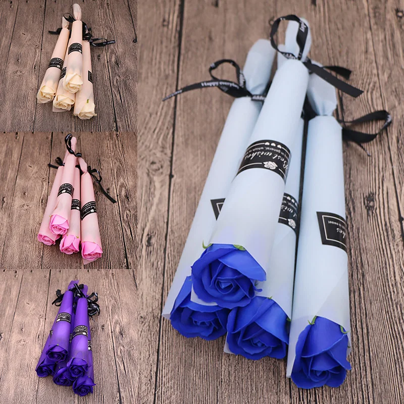 

New single bright carnation rose flower Chinese Valentines Day creative gift soap flower holiday gift home decoration J6A5438