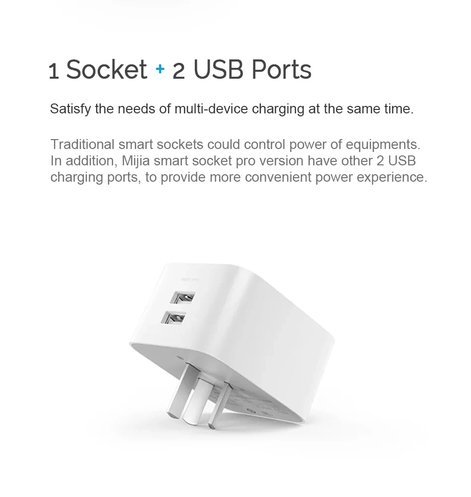 Xiao mi jia умная розетка Улучшенная двойная USB быстрая зарядка ZigBee/основное гнездо Нет USB беспроводной Wi-Fi mi Home APP управление H25