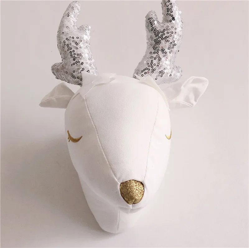 Deer A Украшение на стену в виде головы животного, единорог, лебедь, Настенное подвесное крепление, игрушки для девочек, куклы для маленьких детей, декор для детской комнаты, подарок на день рождения - Цвет: Deer A