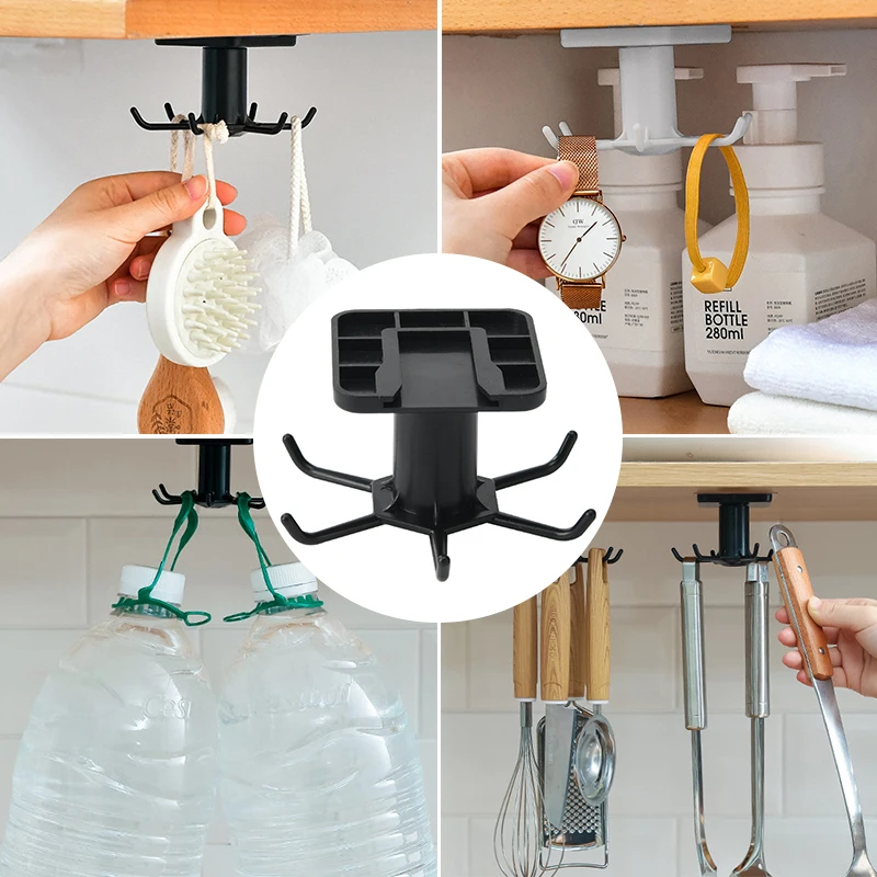 

1PC Rotating Rack Waterproof Moisture-Proof Strong Bearing Capacity Kitchenware Storage Hook For Household Kitchen Storage Shelf