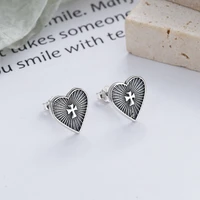 fanru silver 925 earrings in ears fashionable cross love design geometric stud womens vintage earrings silver s925 jewelry
