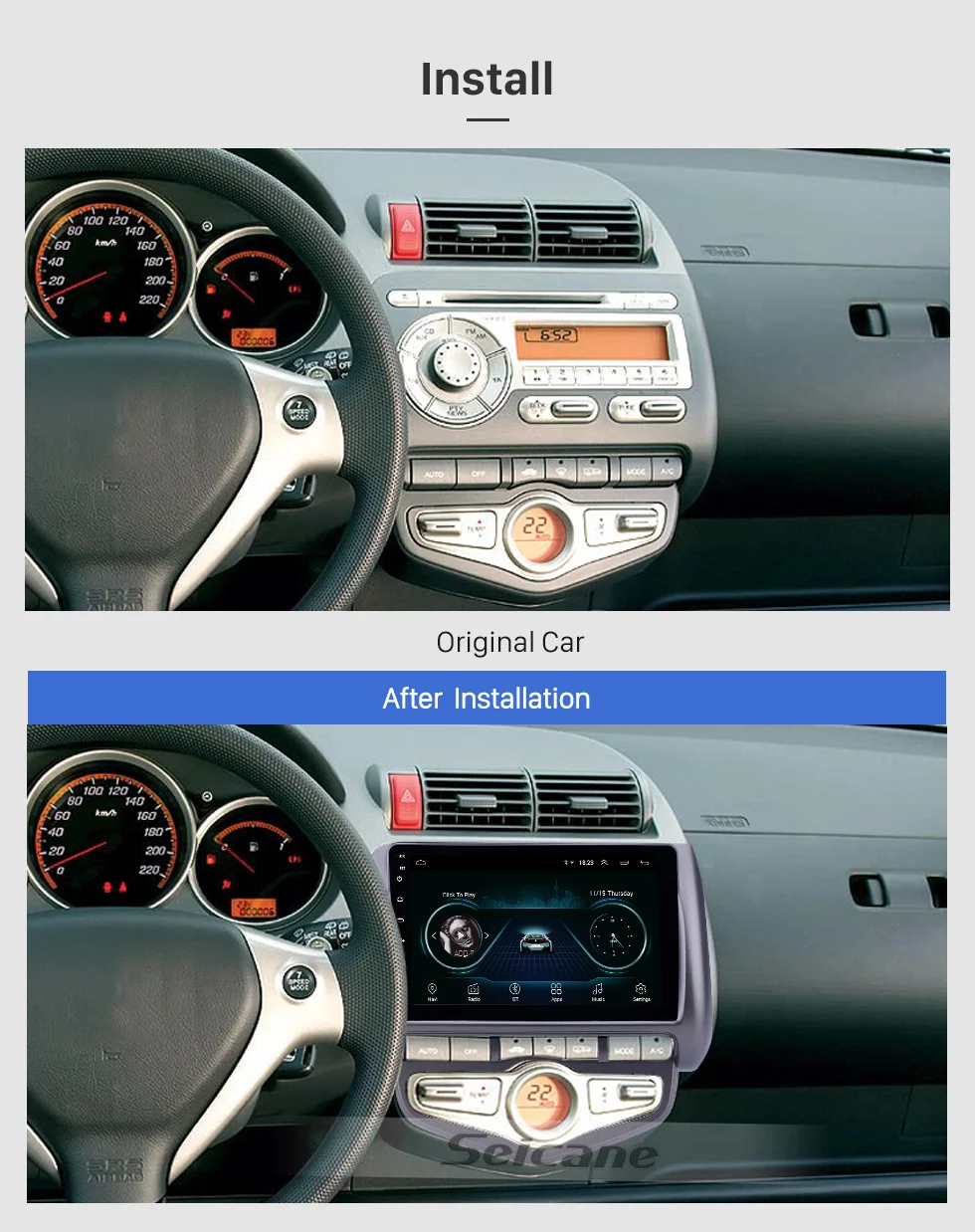 Seicane автомобильный стерео gps " HD Android8.1 Navi авто радио для Honda Jazz 2006 городской Авто AC левый руль поддержка Carplay DVR OBD