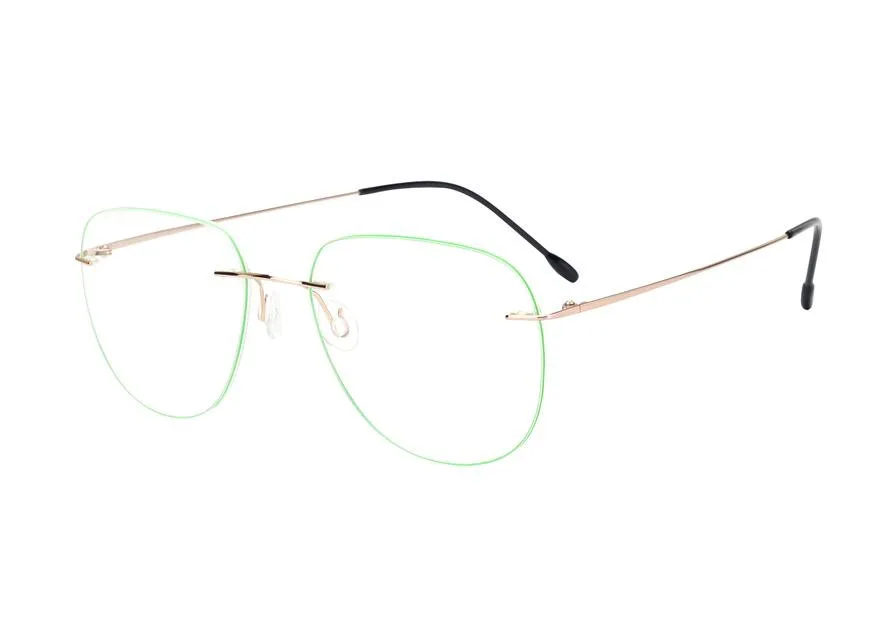 

Pilot Design Pure Titanium Unisex Rimless Progressive Multi-focal Lens Eyewear Retro See Near Far Optical Reading Glasses Frame