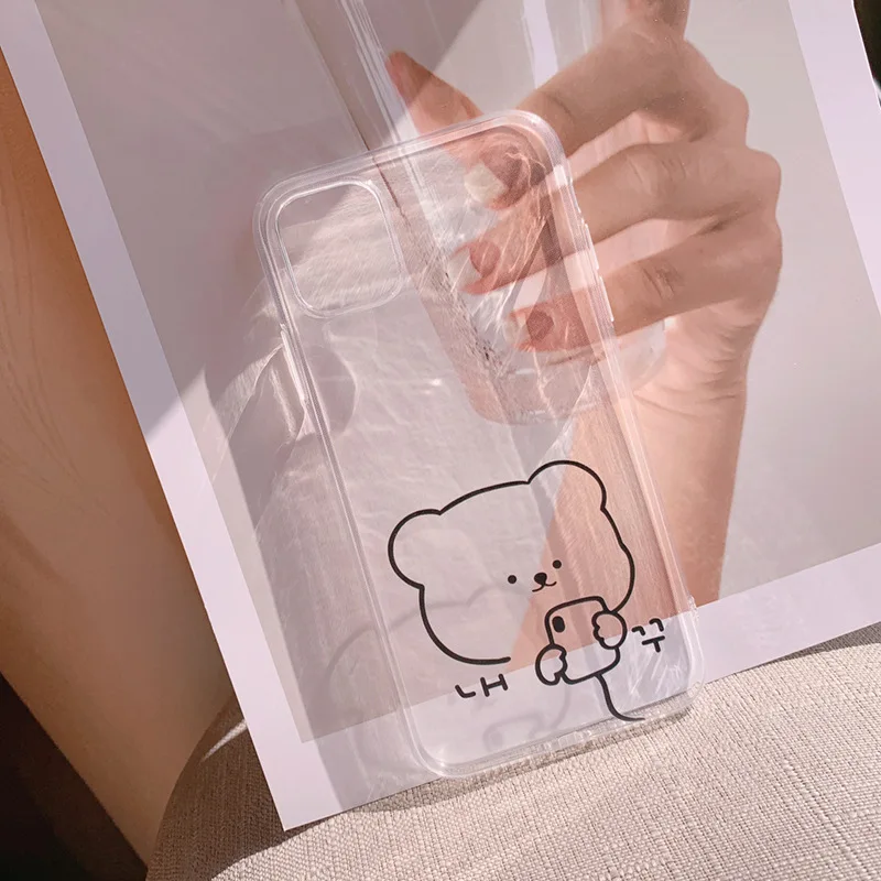 Корейский прозрачный простой милый чехол для телефона с рисунком медведя iPhone 7 8 6