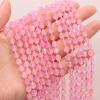 natural rose quartzs faceted beaded square shape agates stone loose beads for women making diy necklace accessories gift 6mm